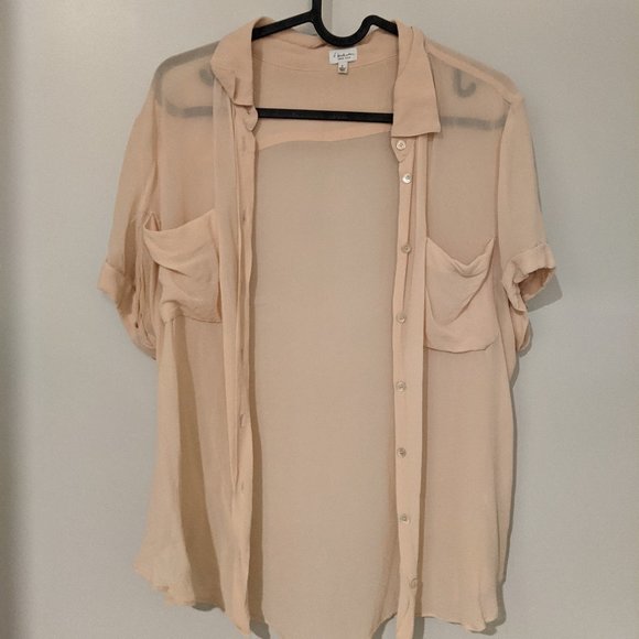Babaton Silk Button Up Blouse - Cream